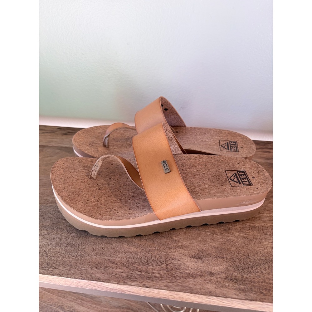 Reef Tan Platform Slide Sandals